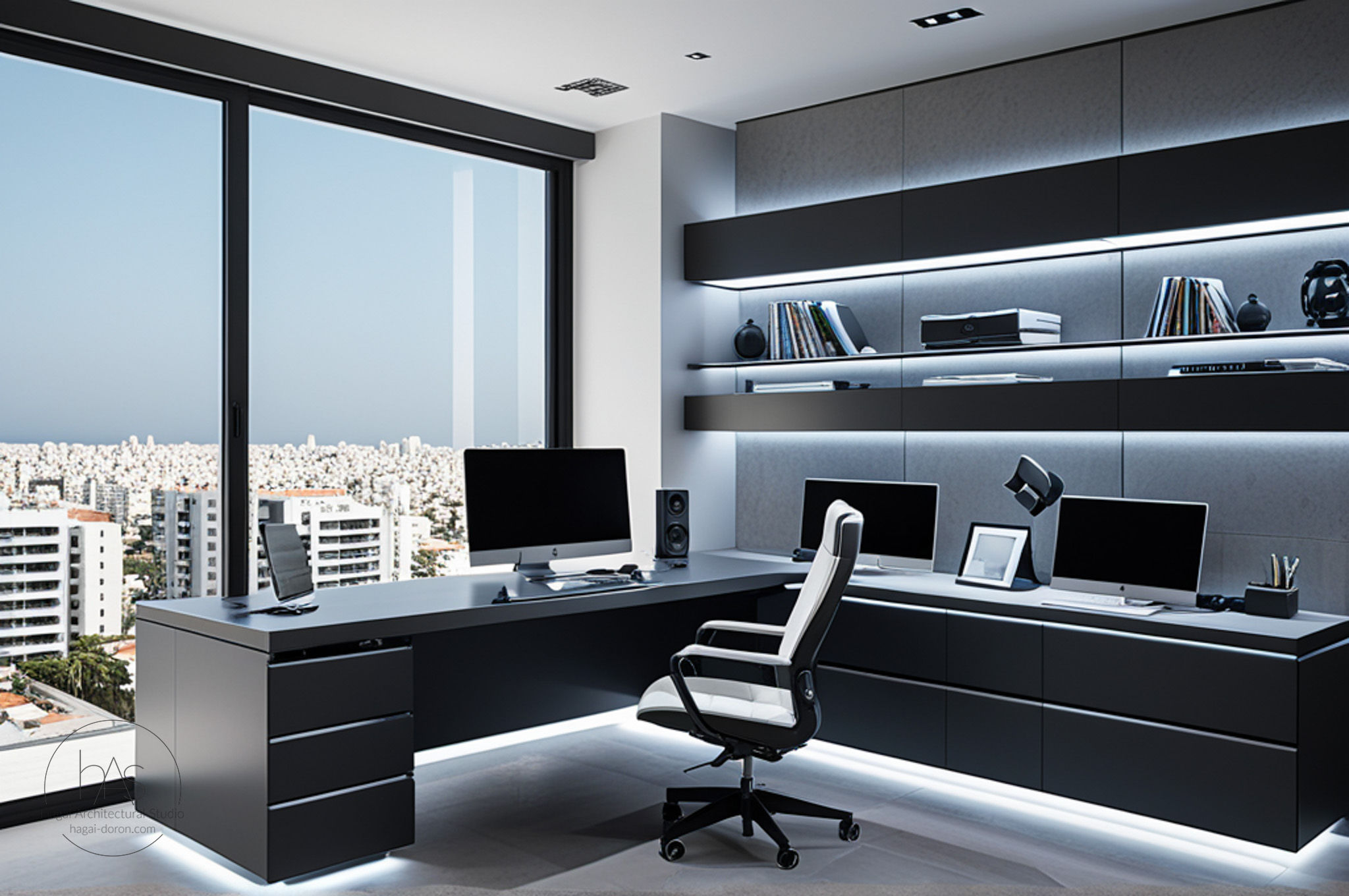 פינת עבודה ביתית בחר כהשראה לסגנון - הייטק