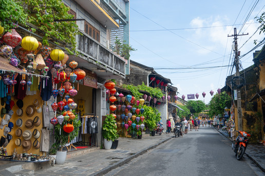 Vietnam lanterns and street walking
