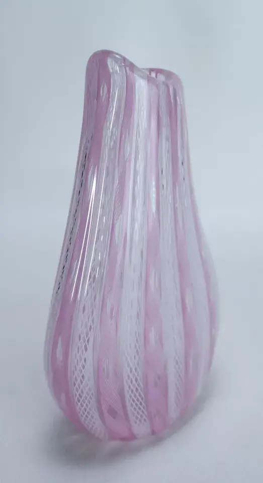 Thumbnail: Murano Glass Vase Ballarin Pink Latticinio