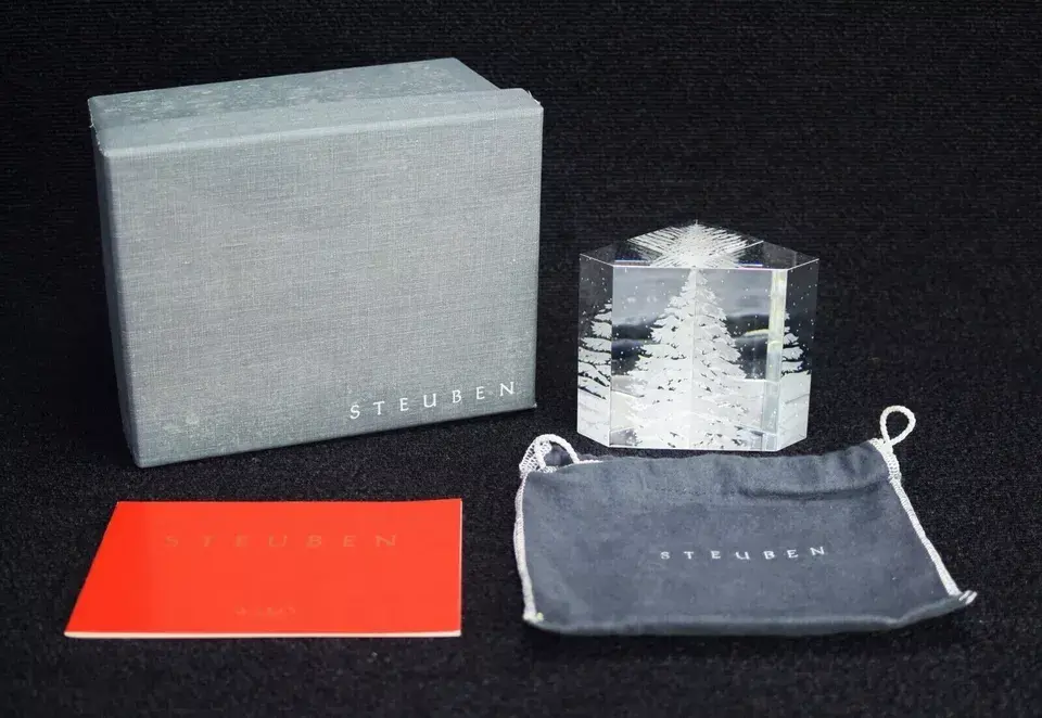 Thumbnail: Steuben Glass Christmas Tree Paperweight