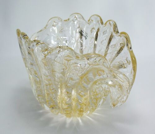 Thumbnail: Murano Glass Vase Formia Gold and Controlled Bubbles Seashell