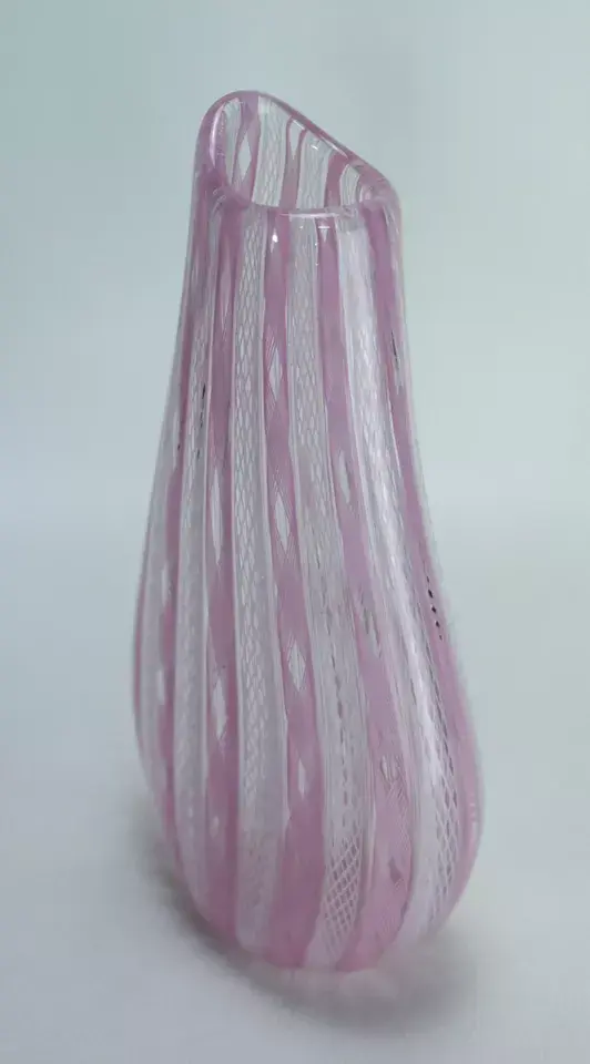 Thumbnail: Murano Glass Vase Ballarin Pink Latticinio