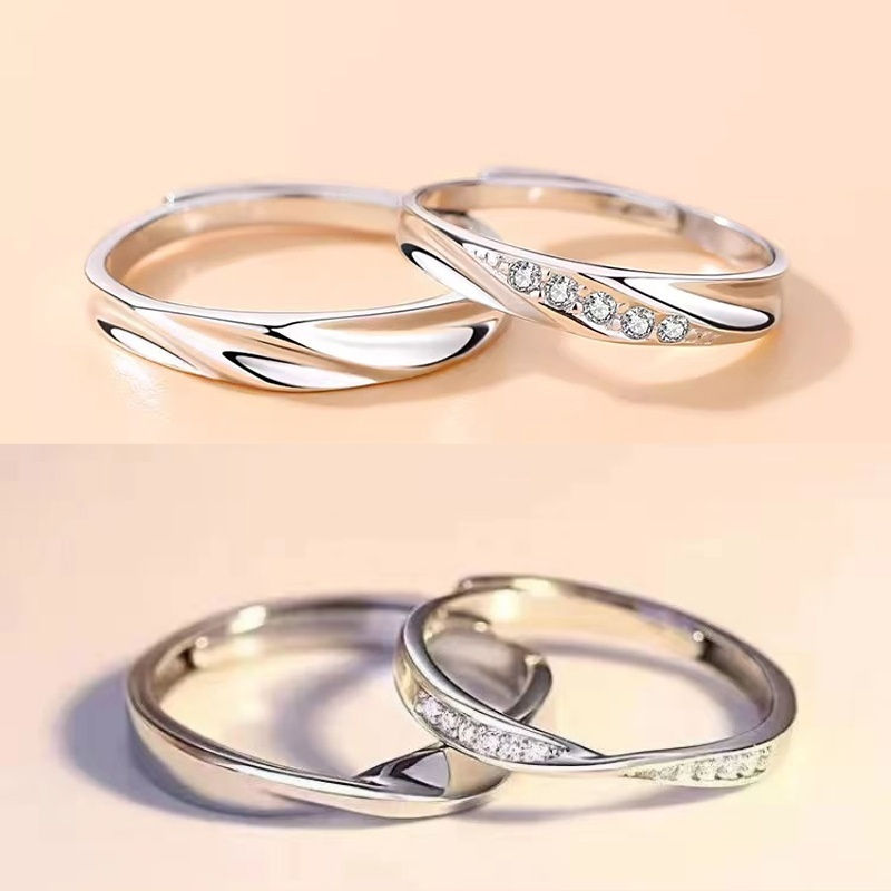 New Fashion Mobius Smooth Couple Rings Classic Silver Color Adjustable Ring For