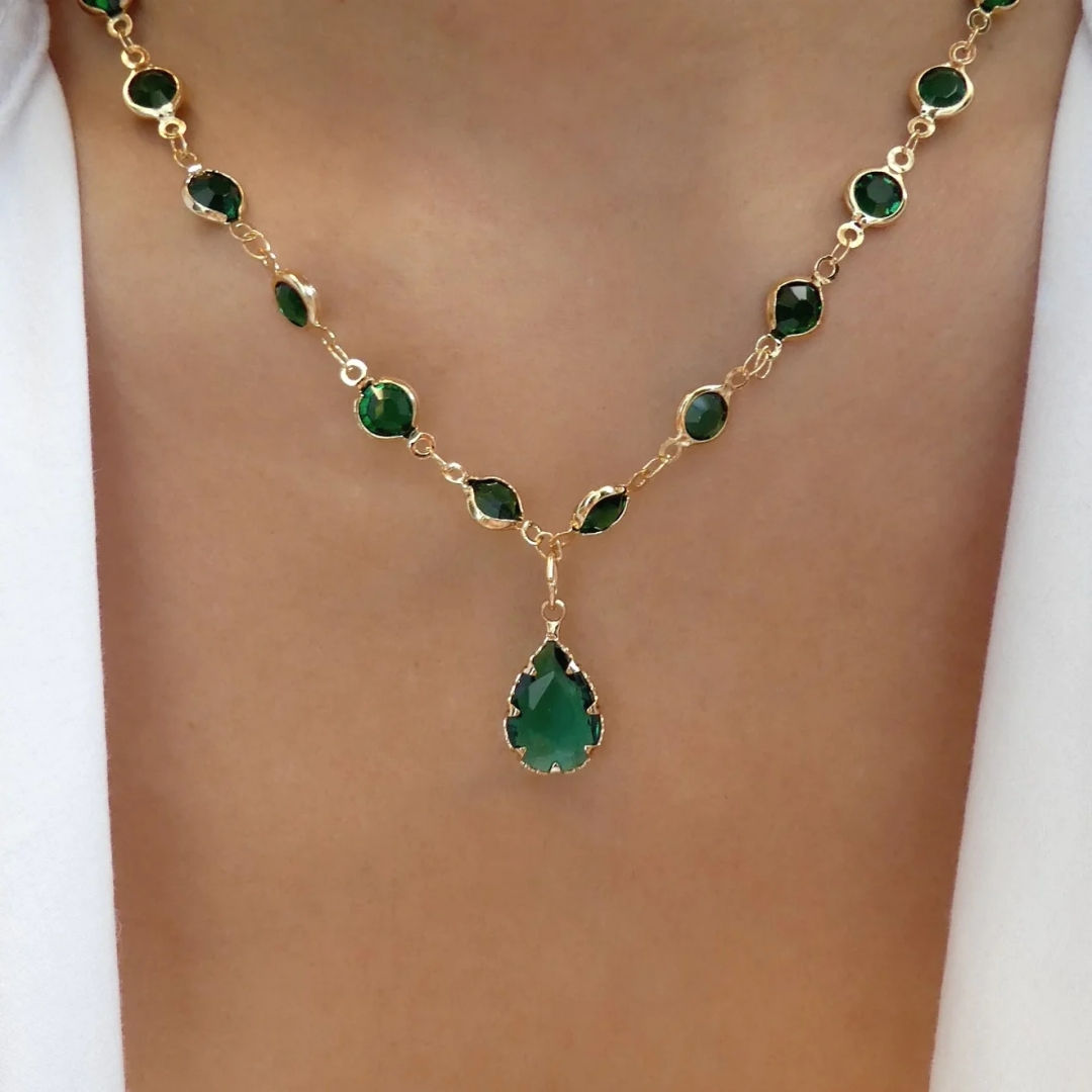 Rainbow Crystal Gemstone Retro Choker Colored Zircon Necklace For Women Simple C