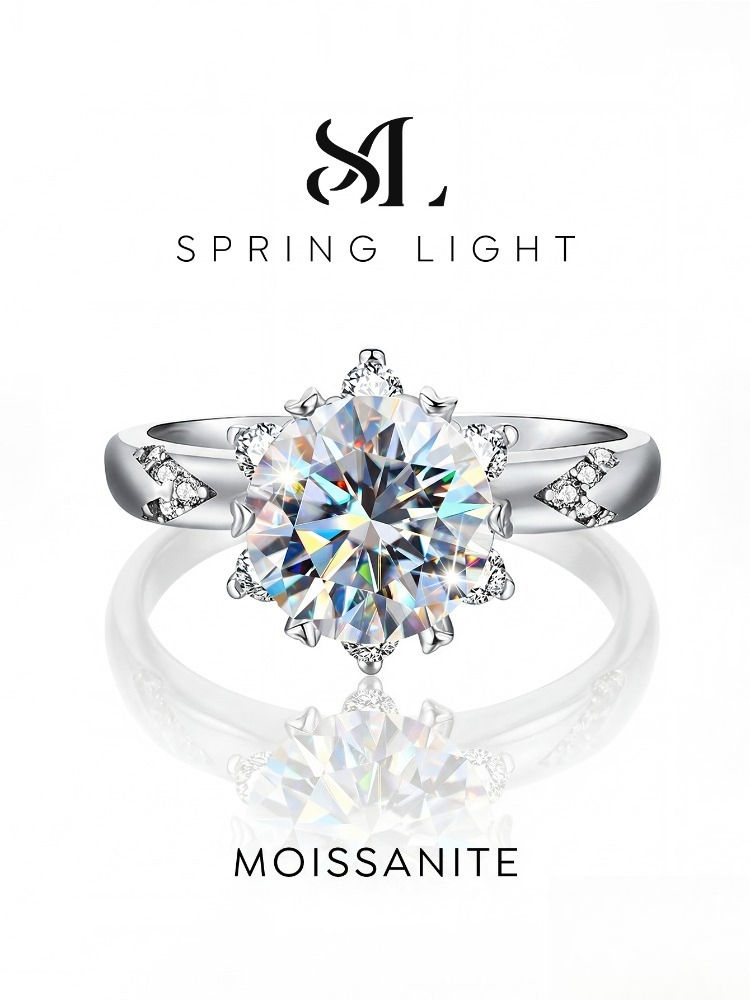 Luxury Moissanite Diamond Gemstone Rings for Women 925 Sterling Silver D color