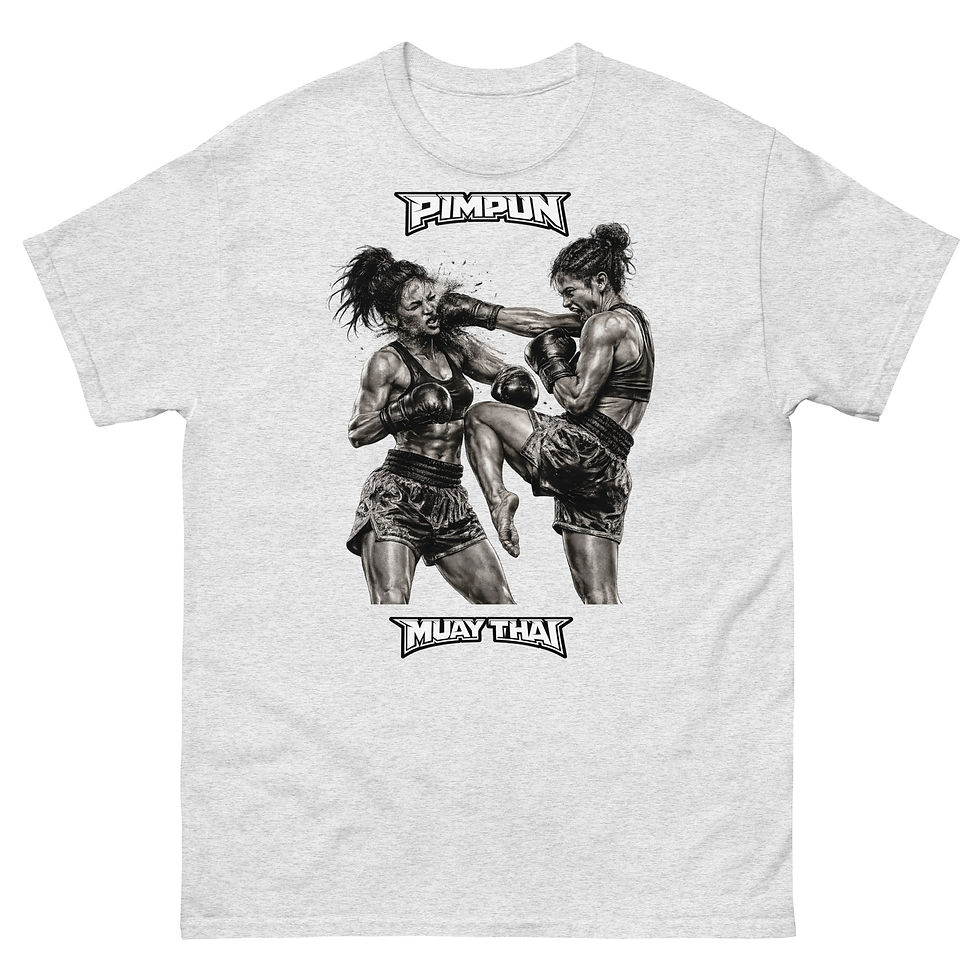 Miniaturbild: Muay Thai Women Fight T-Shirt – Knockout Action | Tattoo Style MMA Shirt