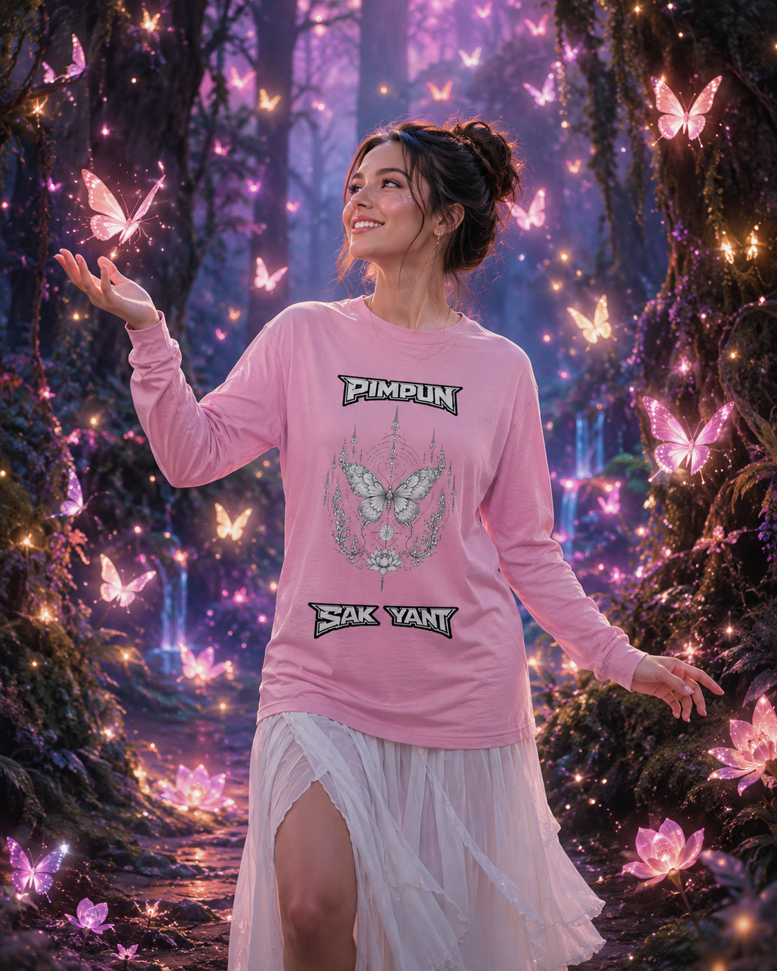 PIMPUN Sak Yant Butterfly Mandala Longsleeve Unisex