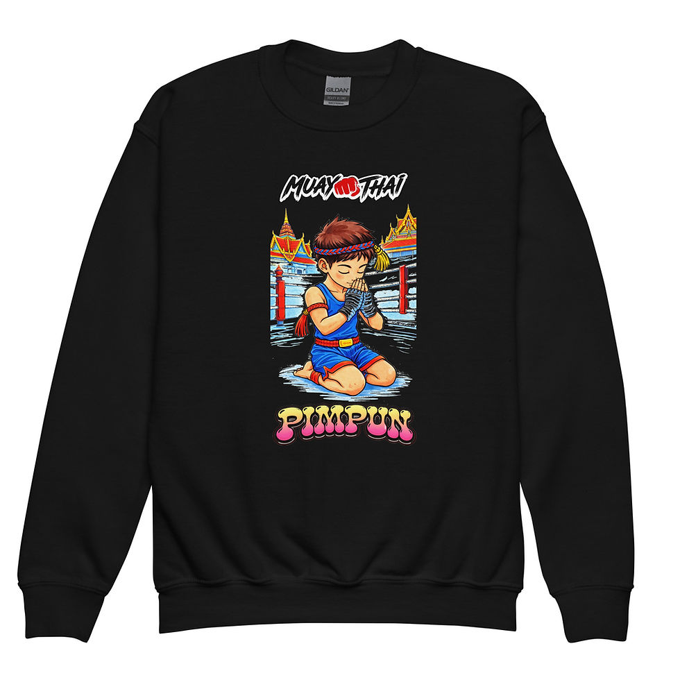 Miniaturbild: Muay Thai Respect Sweatshirt Teens – PIMPUN Crewneck mit Wai Ritual Design