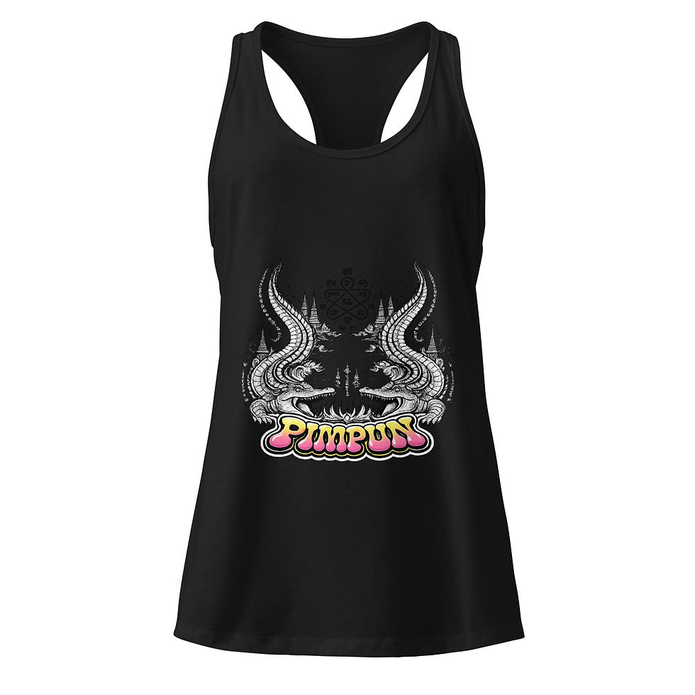 Miniaturbild: PIMPUN Sak Yant Crocodile Damen Tank Top – Thai Spirit Fitness & Streetwear