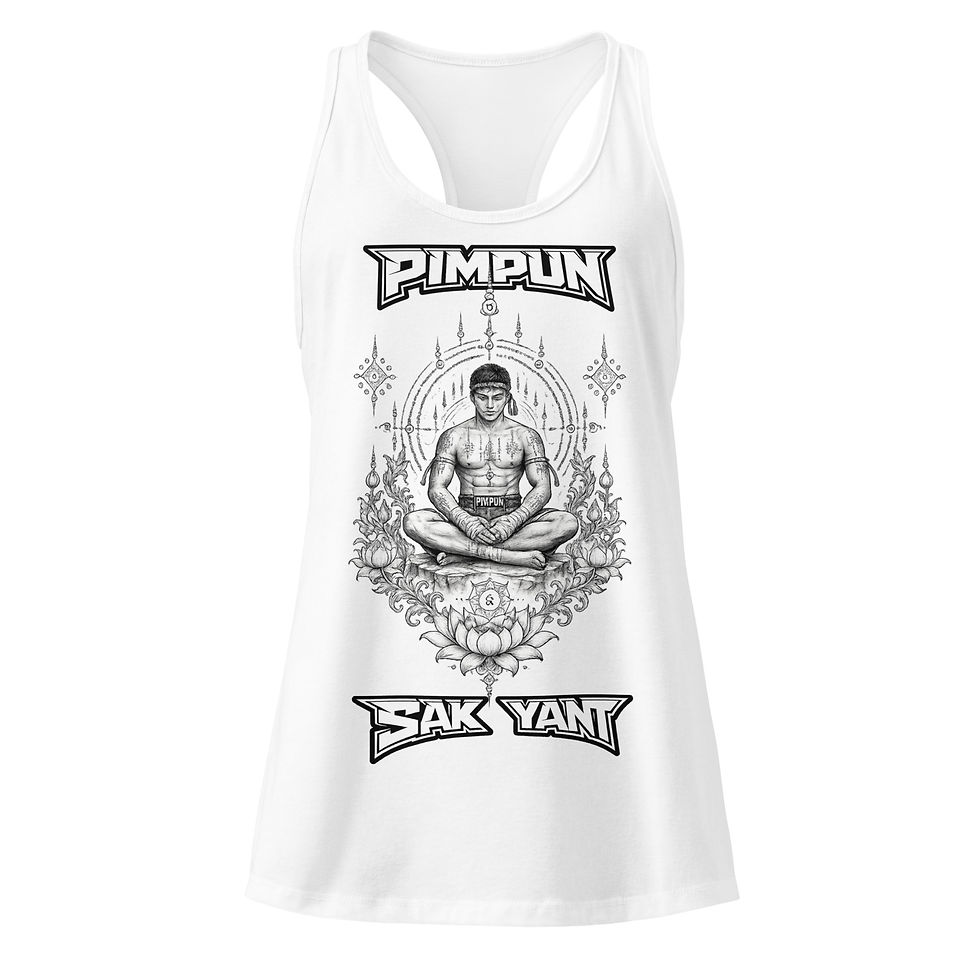 Miniaturbild: PIMPUN Sak Yant Nak Muay Harmony Racerback Tank Top – Thai Balance