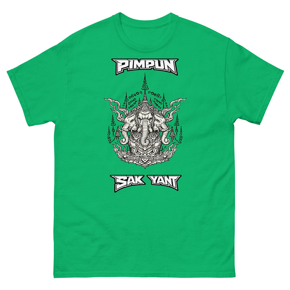 Miniaturbild: PIMPUN Sak Yant Erawan T-Shirt – Spirituelle Thai Tattoo Kunst