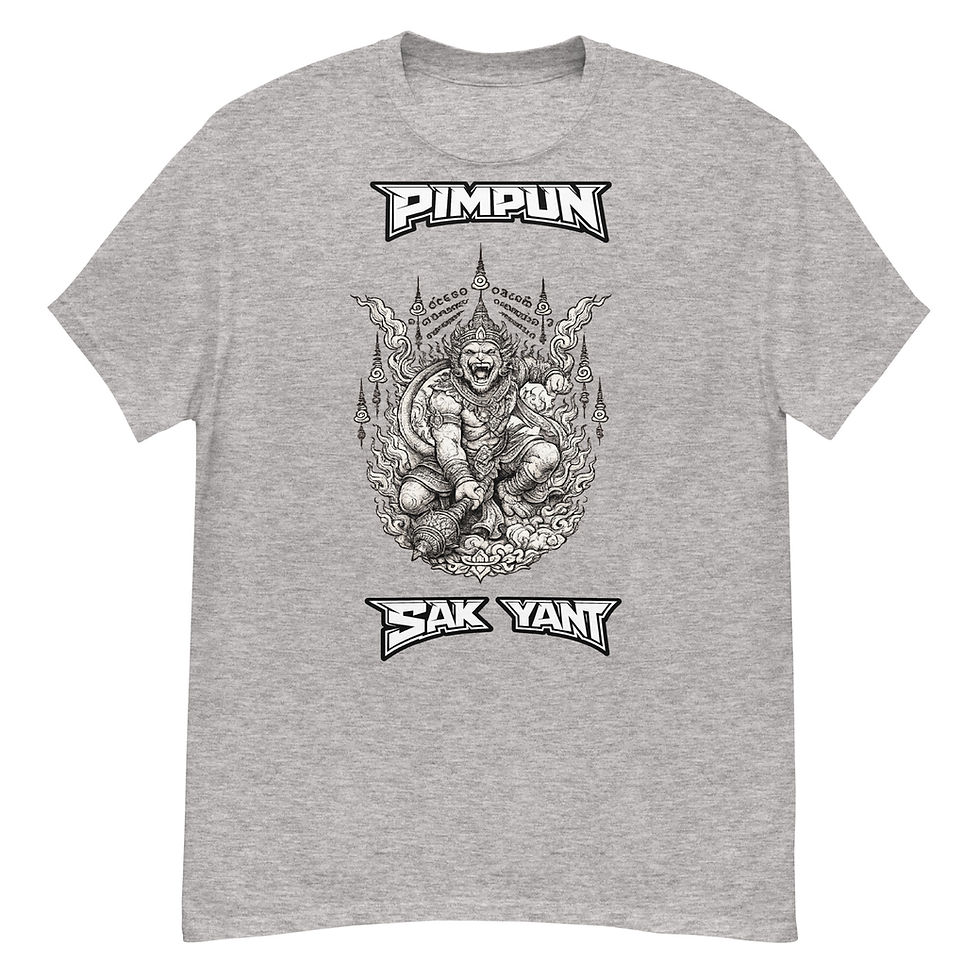 Miniaturbild: PIMPUN Sak Yant Hanuman T-Shirt – Spirituelle Thai Tattoo Kunst