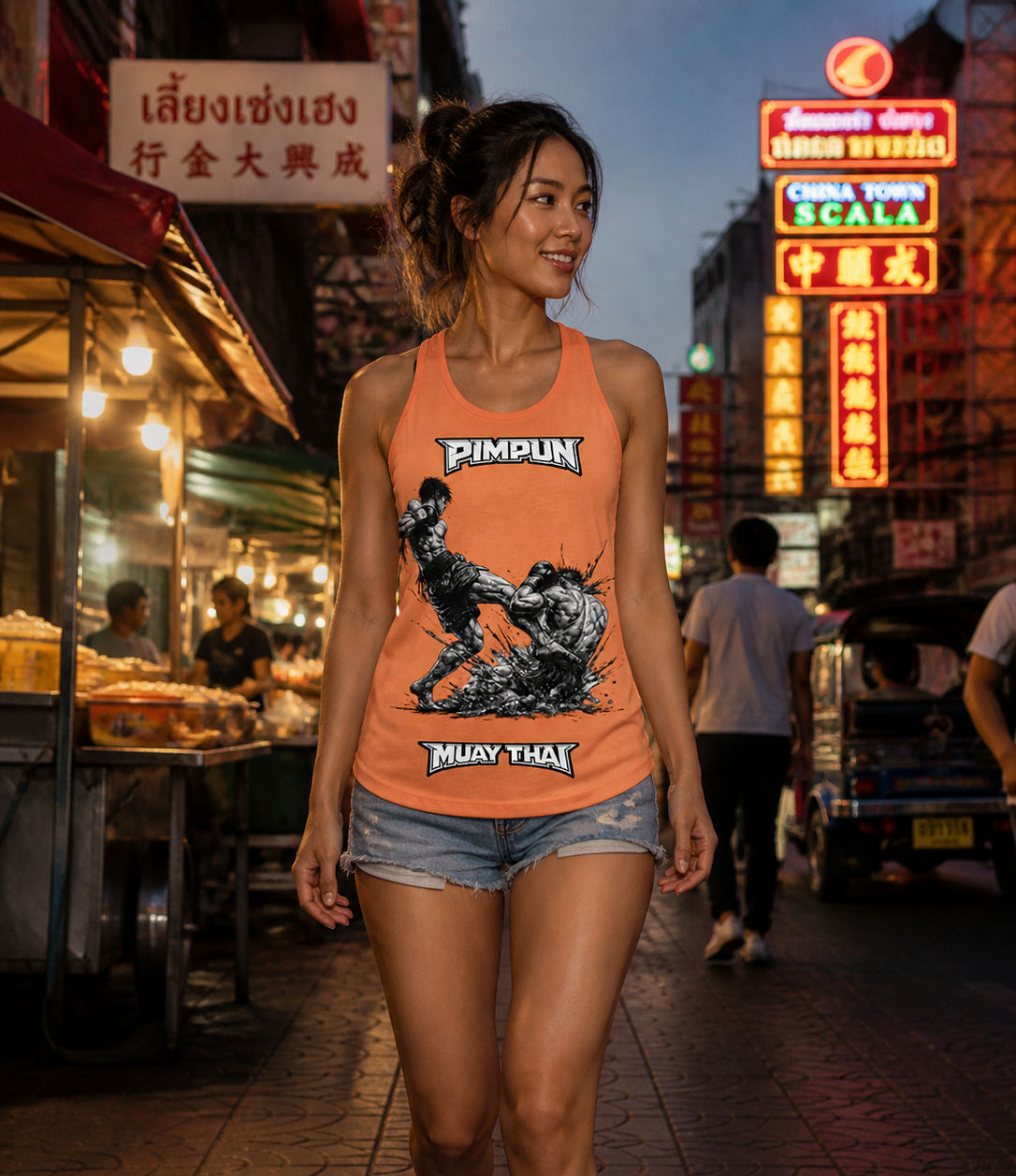 Muay Thai Damen Tank Top – Low Kick Power Design | MMA Top | PIMPUN