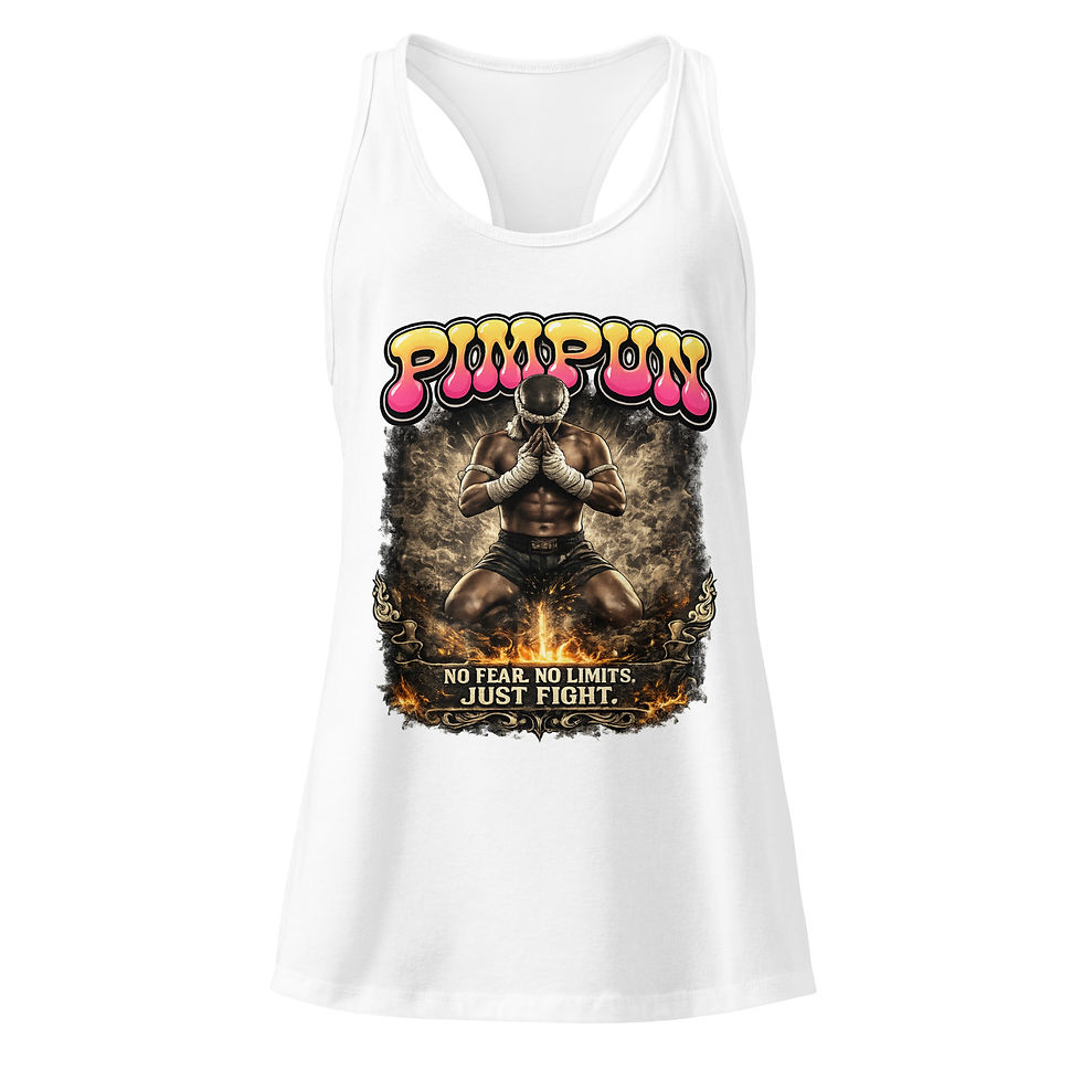 Miniaturbild: PIMPUN Muay Thai Damen Tank Top – No Fear No Limits Just Fight Fitness Shirt