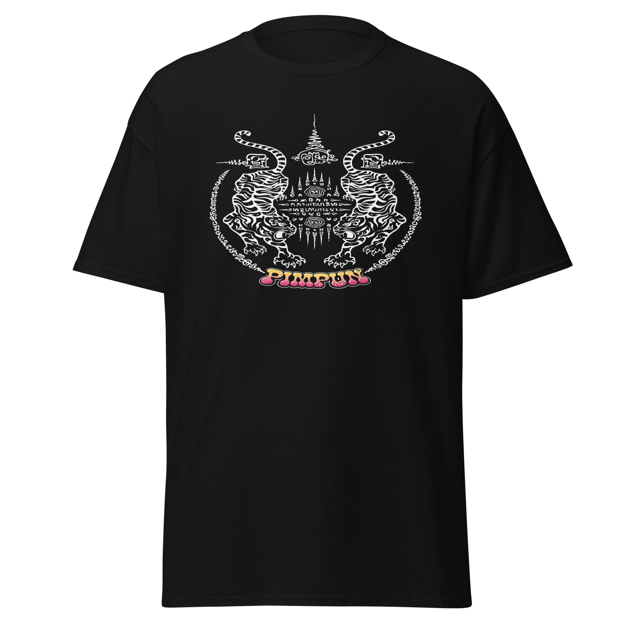 PIMPUN Sak Yant Tiger Tee Black – Unisex T-Shirt aus 100% Baumwolle