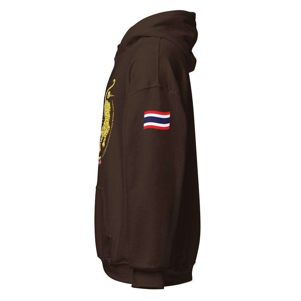 Miniaturbild: PIMPUN Gold Tiger Hoodie – Muay Thai Spirit Unisex Hoodie mit Sak Yant Design