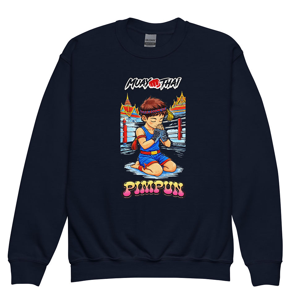 Miniaturbild: Muay Thai Respect Sweatshirt Teens – PIMPUN Crewneck mit Wai Ritual Design