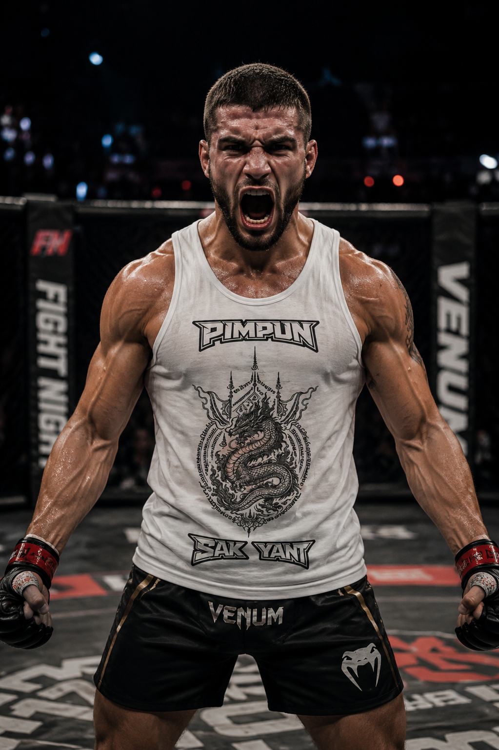 PIMPUN Sak Yant Dragon Herren Tank Top – Spirituelle Thai Tattoo Kunst
