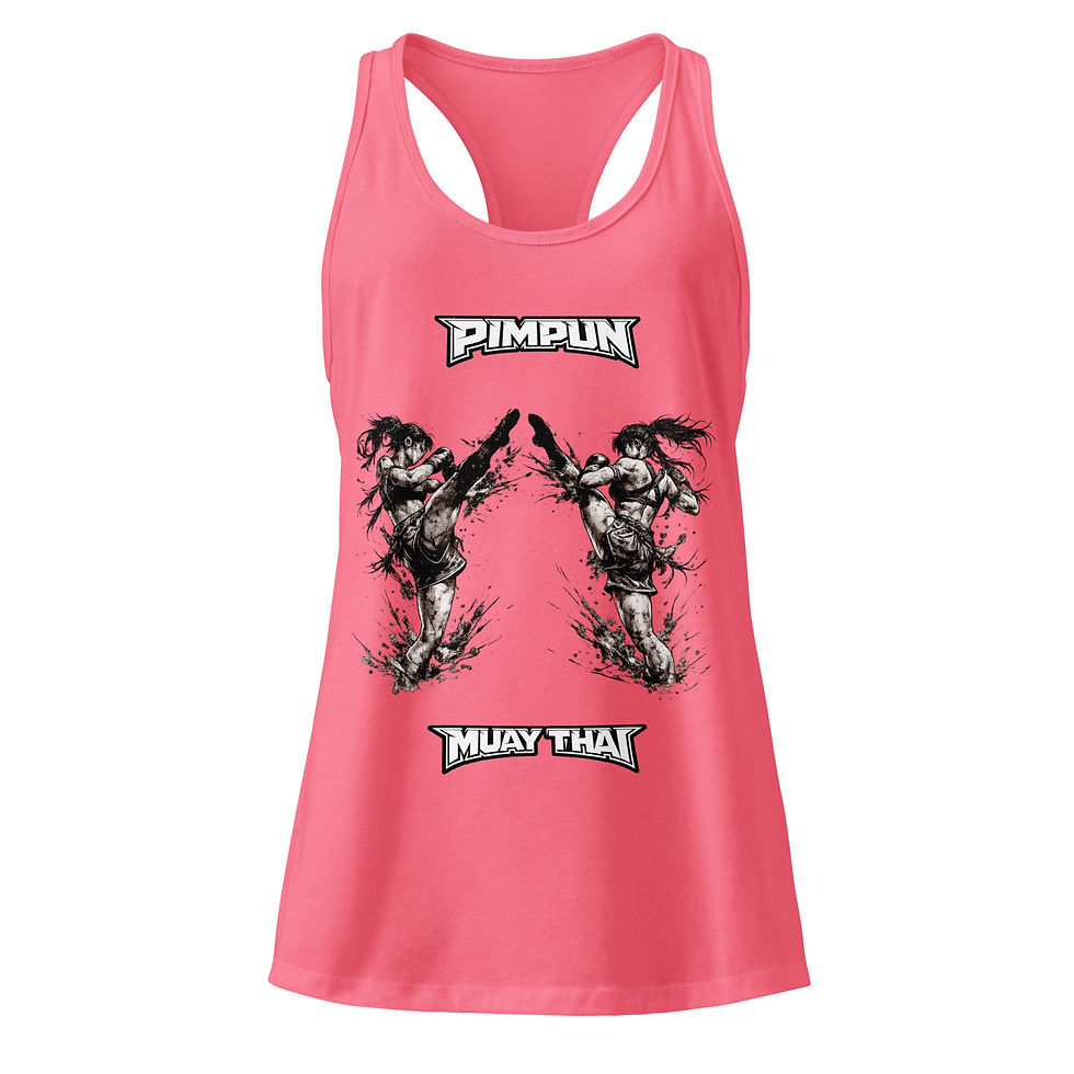Miniaturbild: Muay Thai Damen Tank Top Racerback – Double High Kick Design | PIMPUN