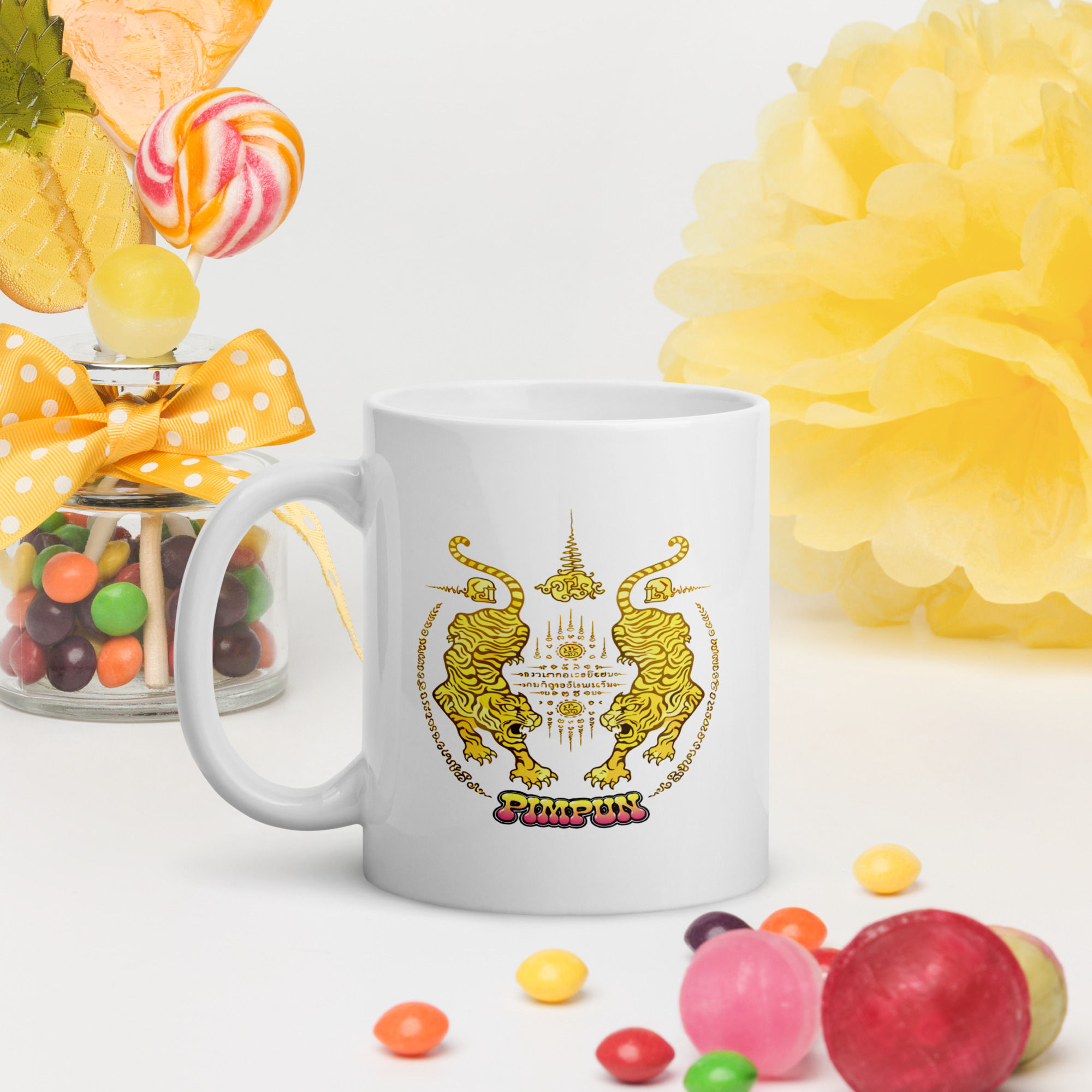 Gold Tiger Tasse – Premium Keramikbecher Muay Thai (beidseitig bedruckt)
