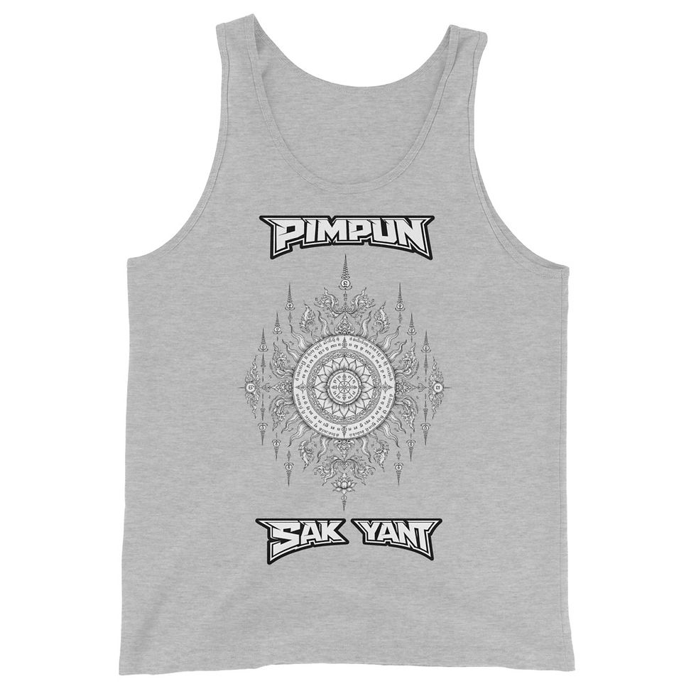 Miniaturbild: PIMPUN Sak Yant Sonnen-Mandala Herren Tank Top – Spirituelle Thai Symbolik