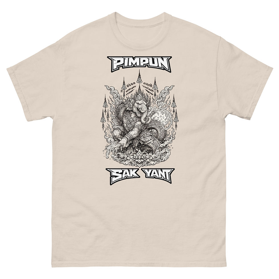 Miniaturbild: PIMPUN Sak Yant Waree Kunchorn T-Shirt – Mystische Thai Tattoo Art
