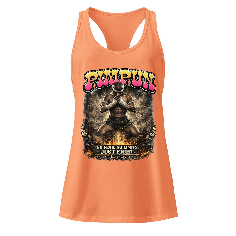 Miniaturbild: PIMPUN Muay Thai Damen Tank Top – No Fear No Limits Just Fight Fitness Shirt