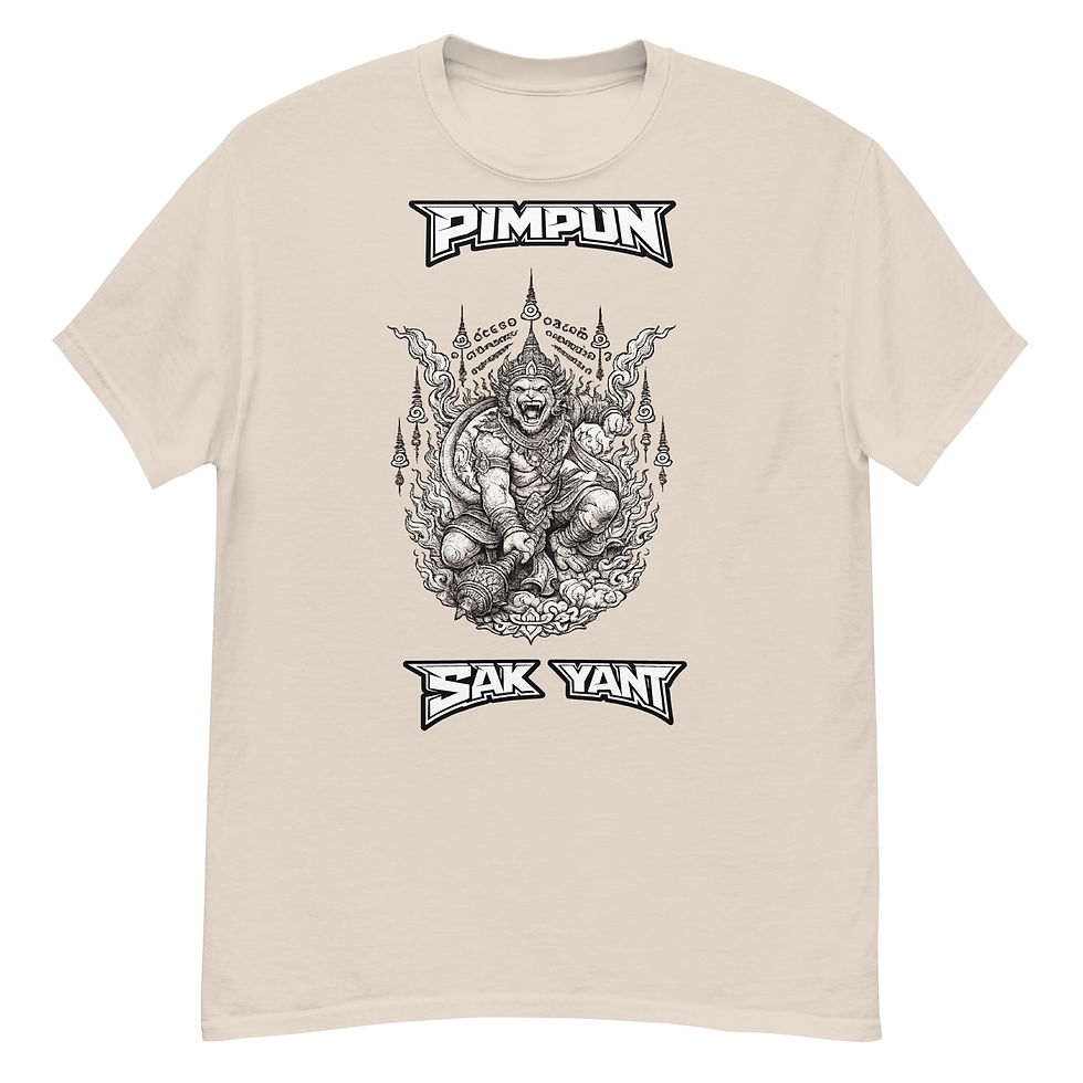 Miniaturbild: PIMPUN Sak Yant Hanuman T-Shirt – Spirituelle Thai Tattoo Kunst