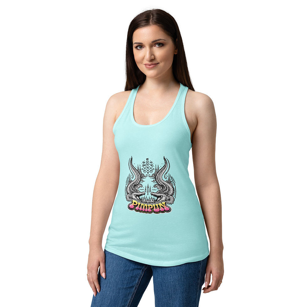Miniaturbild: PIMPUN Sak Yant Crocodile Damen Tank Top – Thai Spirit Fitness & Streetwear