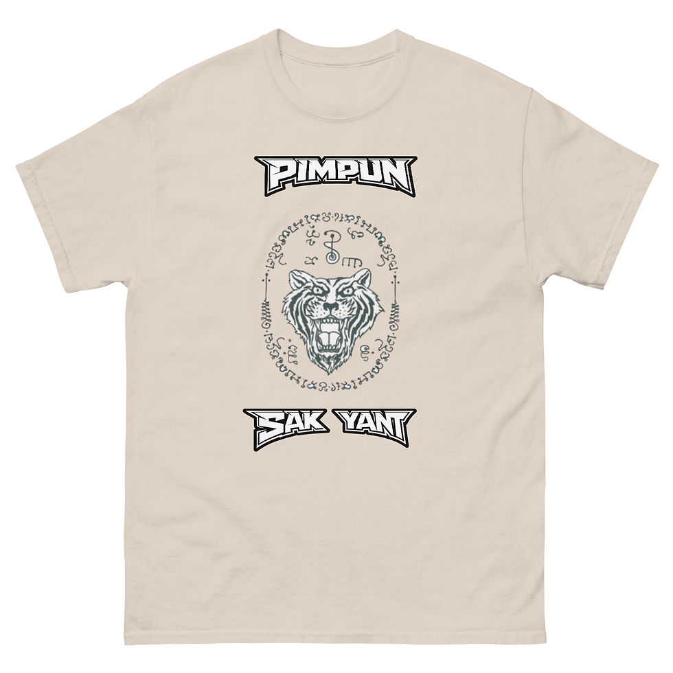 Miniaturbild: PIMPUN Sak Yant Tiger T-Shirt – Thai Tattoo Streetwear Design