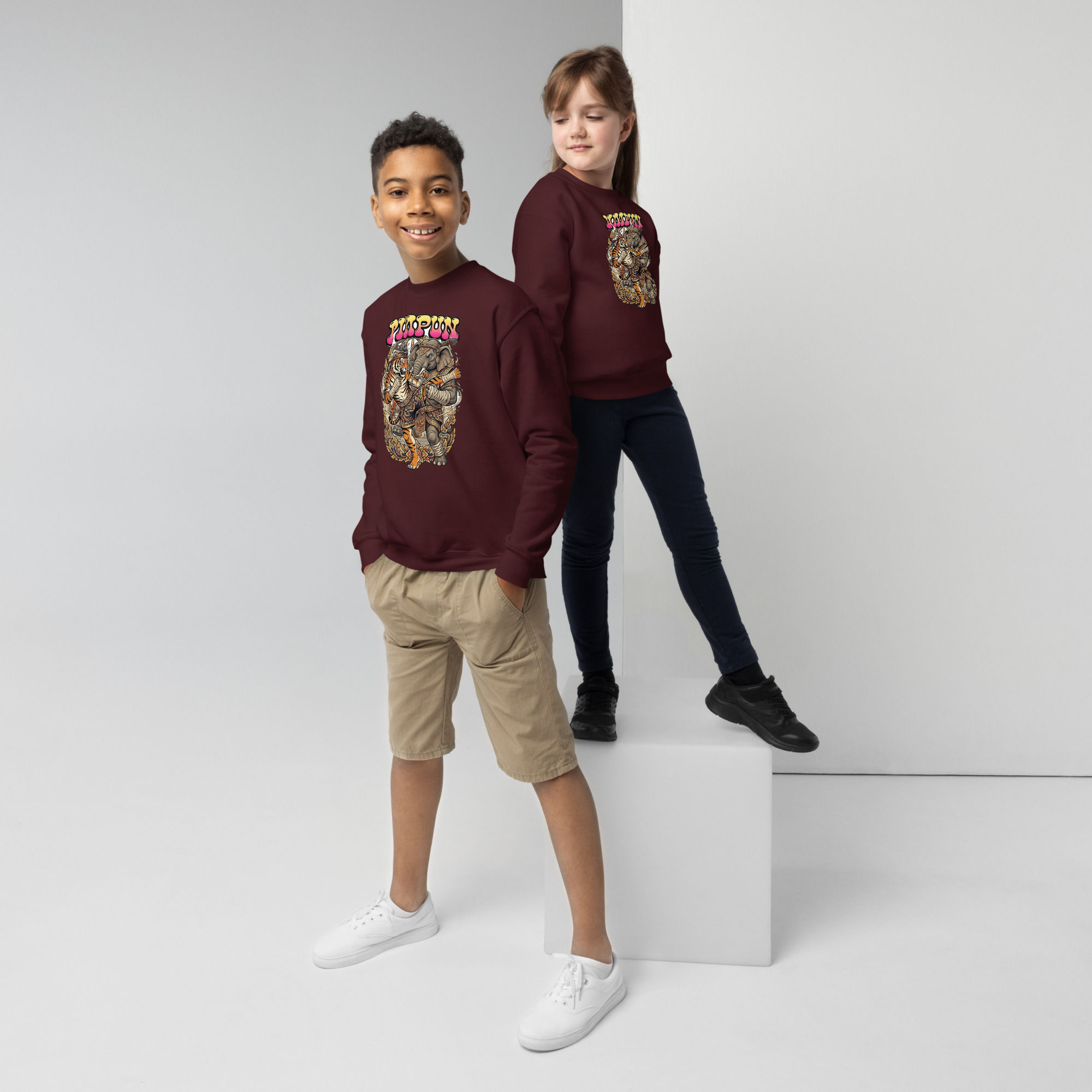 Tiger & Elefant Sweatshirt Teens – Cooles PIMPUN Crewneck mit Muay Thai Design