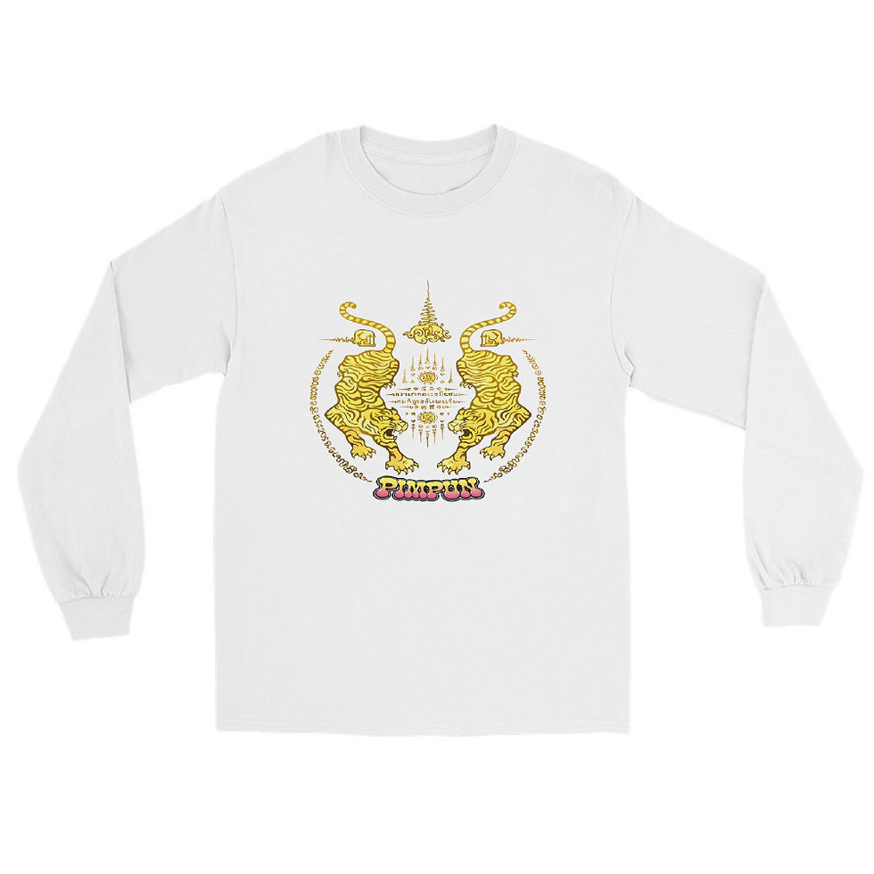 Miniaturbild: Gold Tiger Muay Thai Longsleeve  – Sak Yant | Premium Streetwear 100% Baumwolle