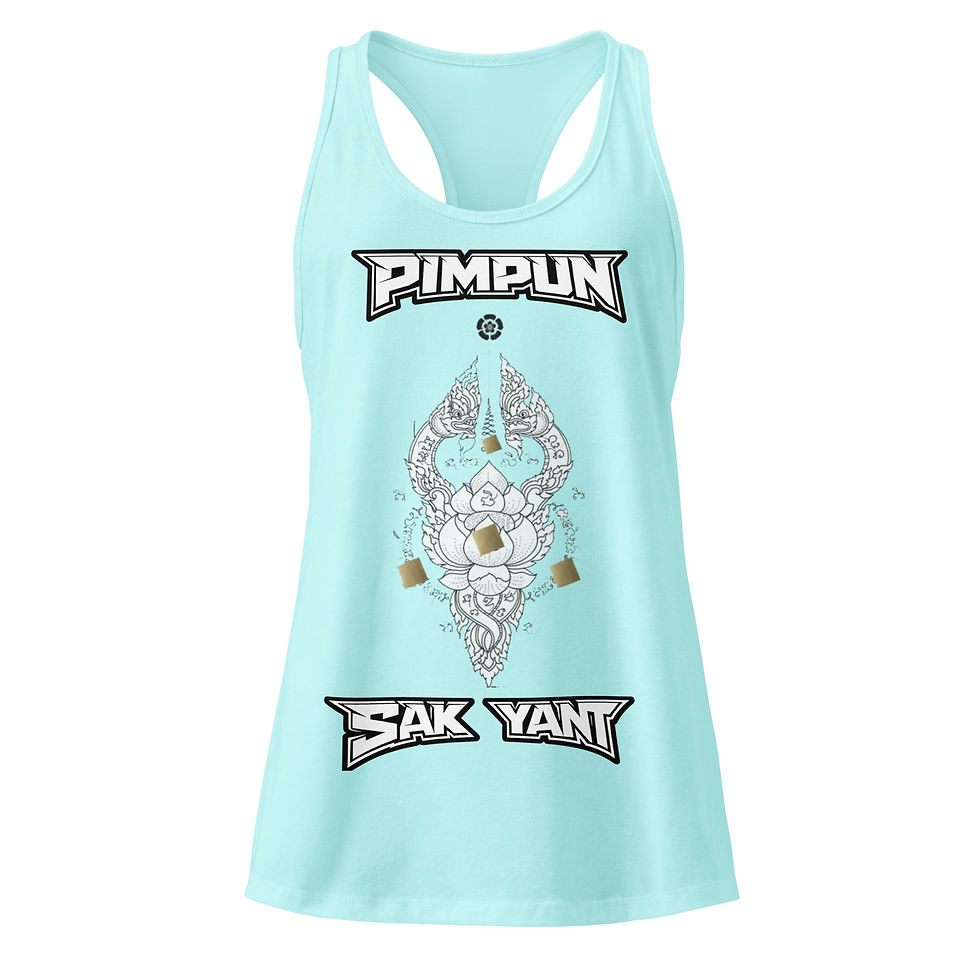 Miniaturbild: PIMPUN Sak Yant Lotus Racerback Tank Top – Spirituelle Thai Streetwear