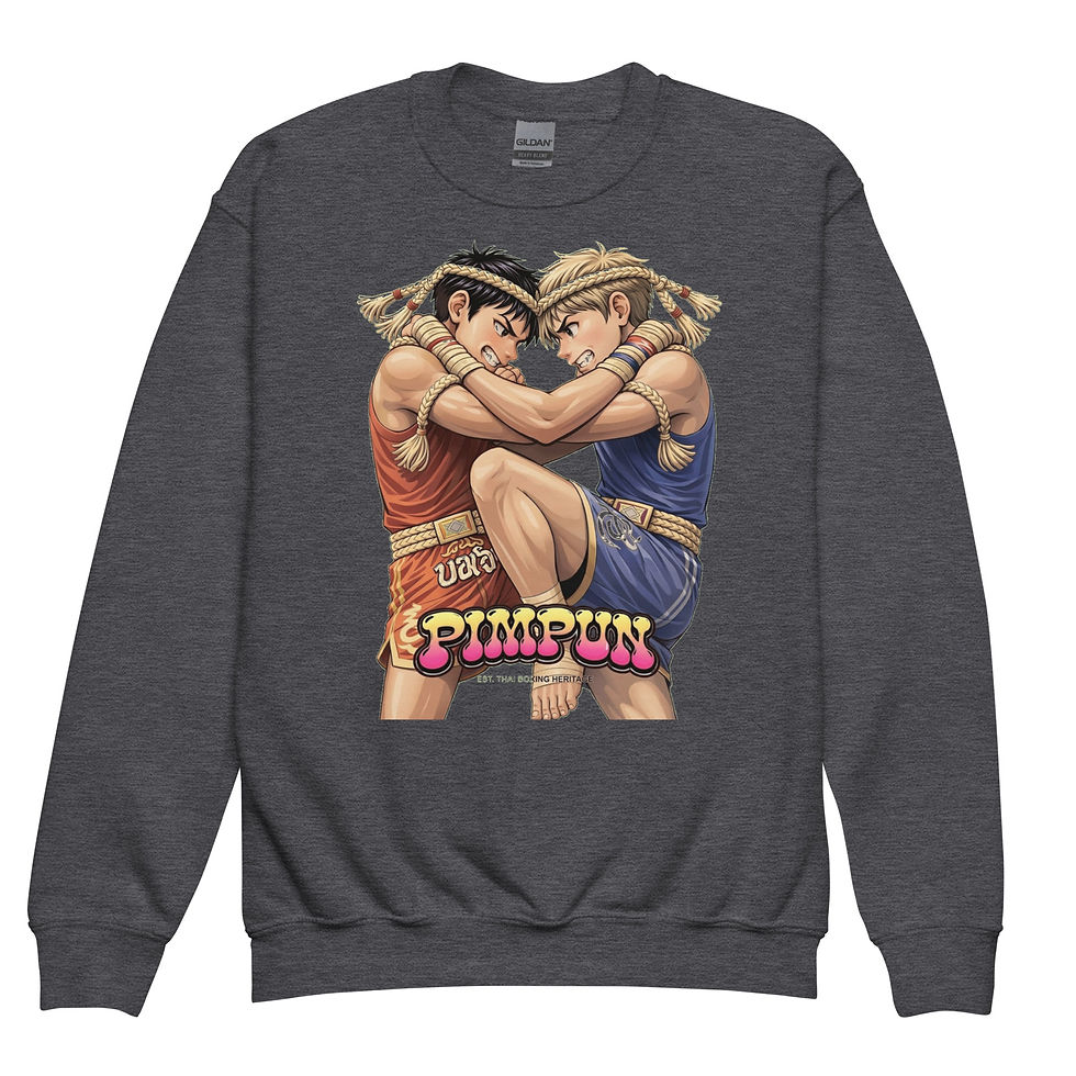 Miniaturbild: Muay Thai Clinch Sweatshirt Teens – PIMPUN Crewneck Thai Boxing Heritage Design