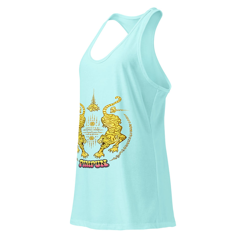 Miniaturbild: PIMPUN Gold Tiger Damen Tank Top – Muay Thai Sak Yant Spirit Fitness Shirt