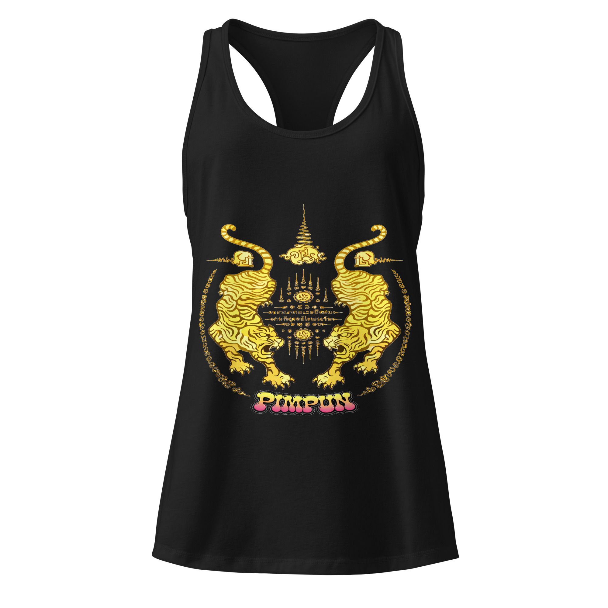PIMPUN Gold Tiger Damen Tank Top – Muay Thai Sak Yant Spirit Fitness Shirt