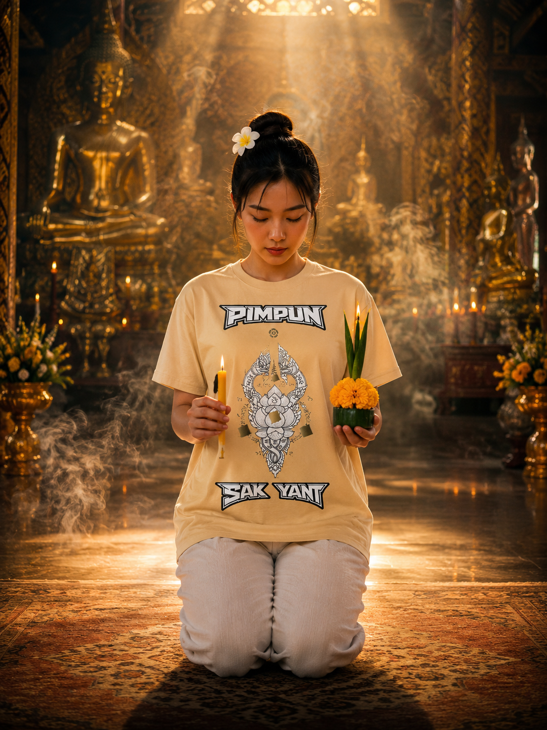 PIMPUN Sak Yant Lotus T-Shirt – Spirituelle Thai Streetwear