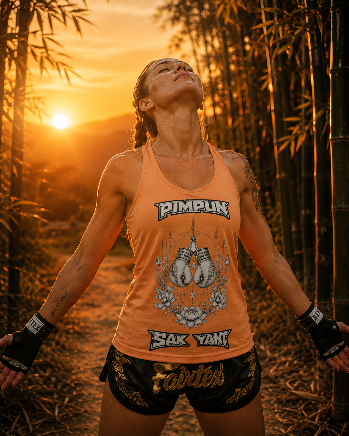 PIMPUN Sak Yant Muay Thai Bamboo Spirit Racerback Tank Top – Balance Art