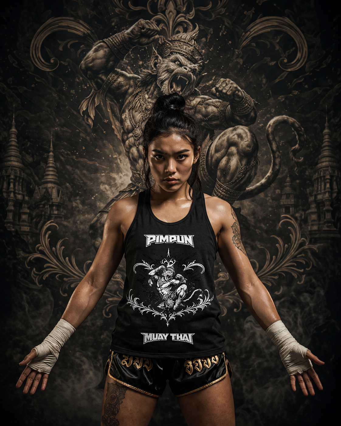 Muay Thai Tank Top Damen – Hanuman Fighter Gym & Kampfsport | PIMPUN