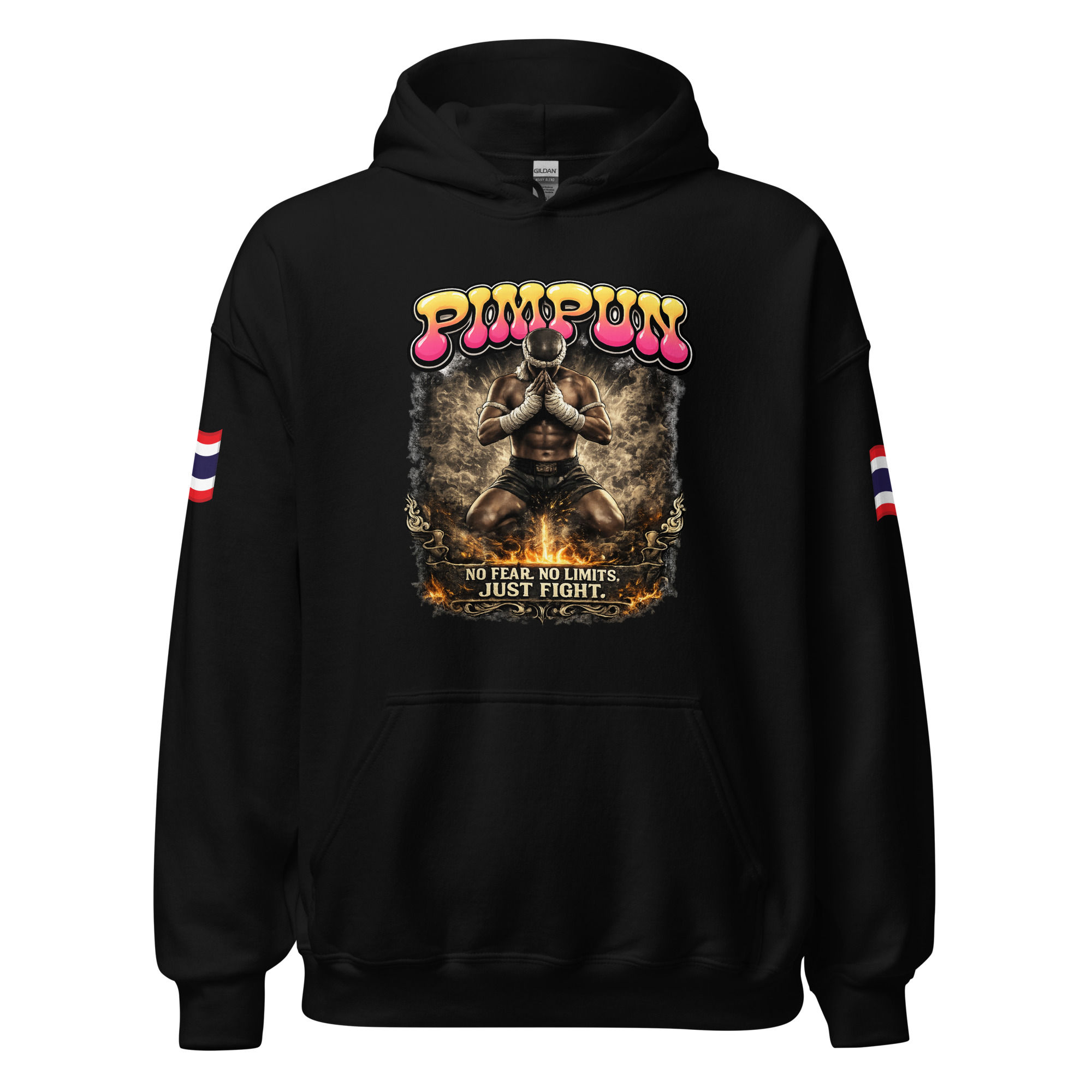 PIMPUN Fighter Hoodie – No Fear No Limits Muay Thai Unisex Hoodie