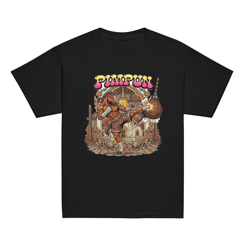 Miniaturbild: Muay Thai Horse Kinder T-Shirt – Power Kick Warrior 🐎🔥