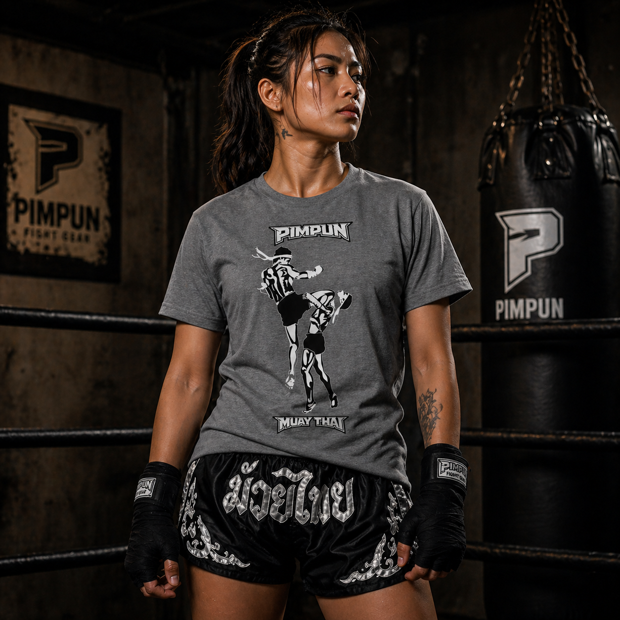 Muay Thai T-Shirt Unisex– Flying Knee Fighter | PIMPUN Kickboxen Shirt