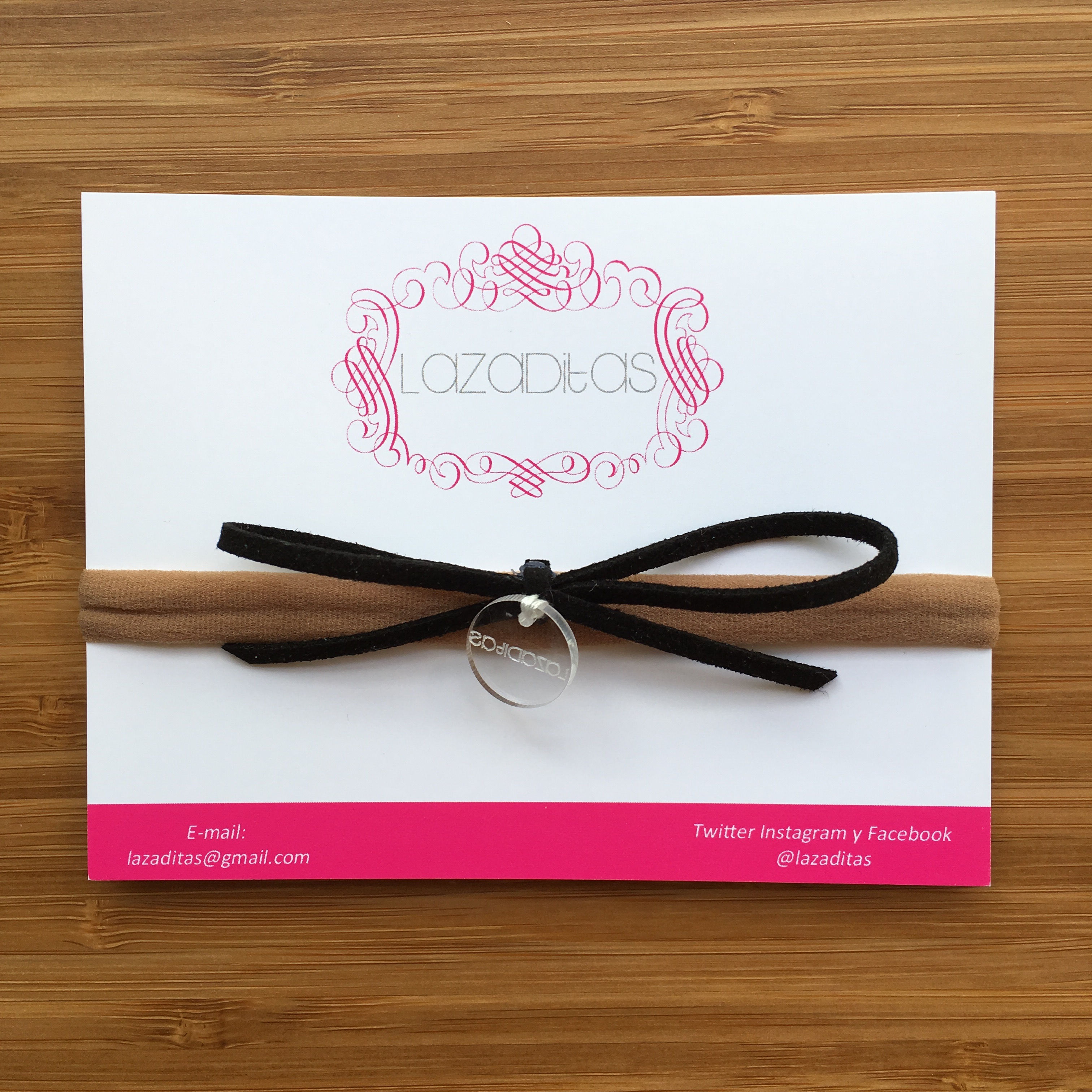 Lazo de cuero headband nylon negro