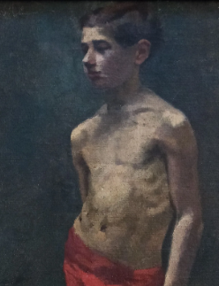 Thumbnail: Grande académie 19 eme - Oil on canvas signed Fourcade - 80 x 50