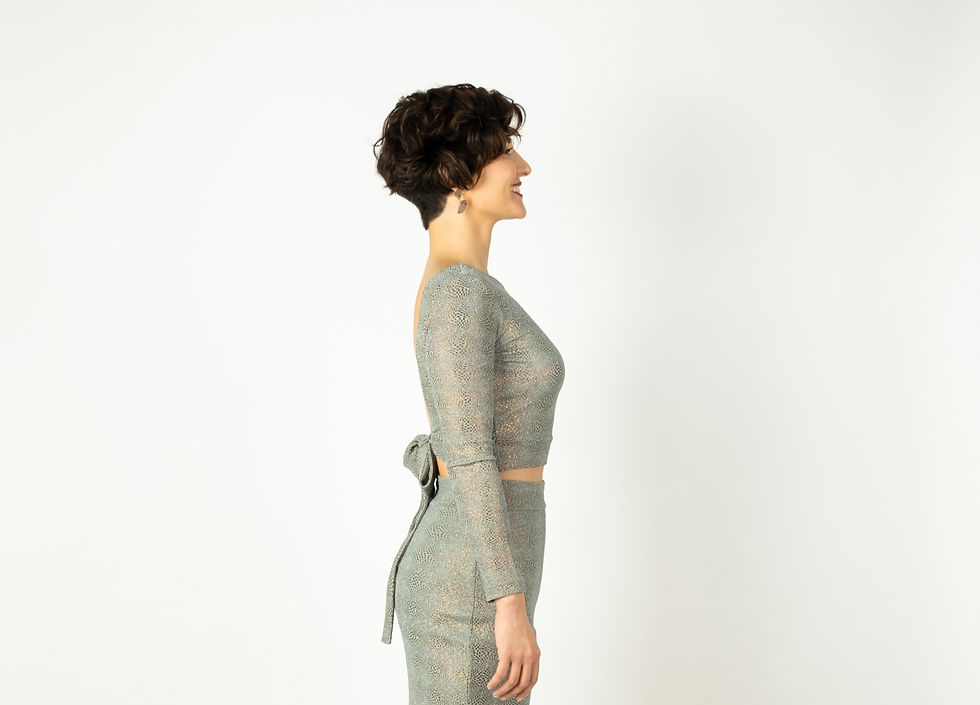Thumbnail: Muse Copper On Minty Glitter Long Sleeve Tango Top