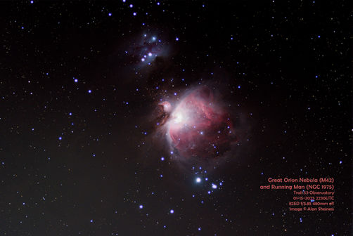 M42 Orion Nebula and NGC 1975 Running Man