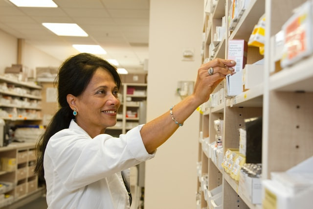 A drug store employee at work