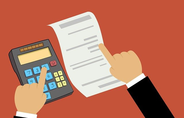 An illustration of a person doing cost calculations on a calculator.