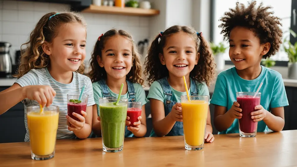 Kids enjoying vibrant smoothies