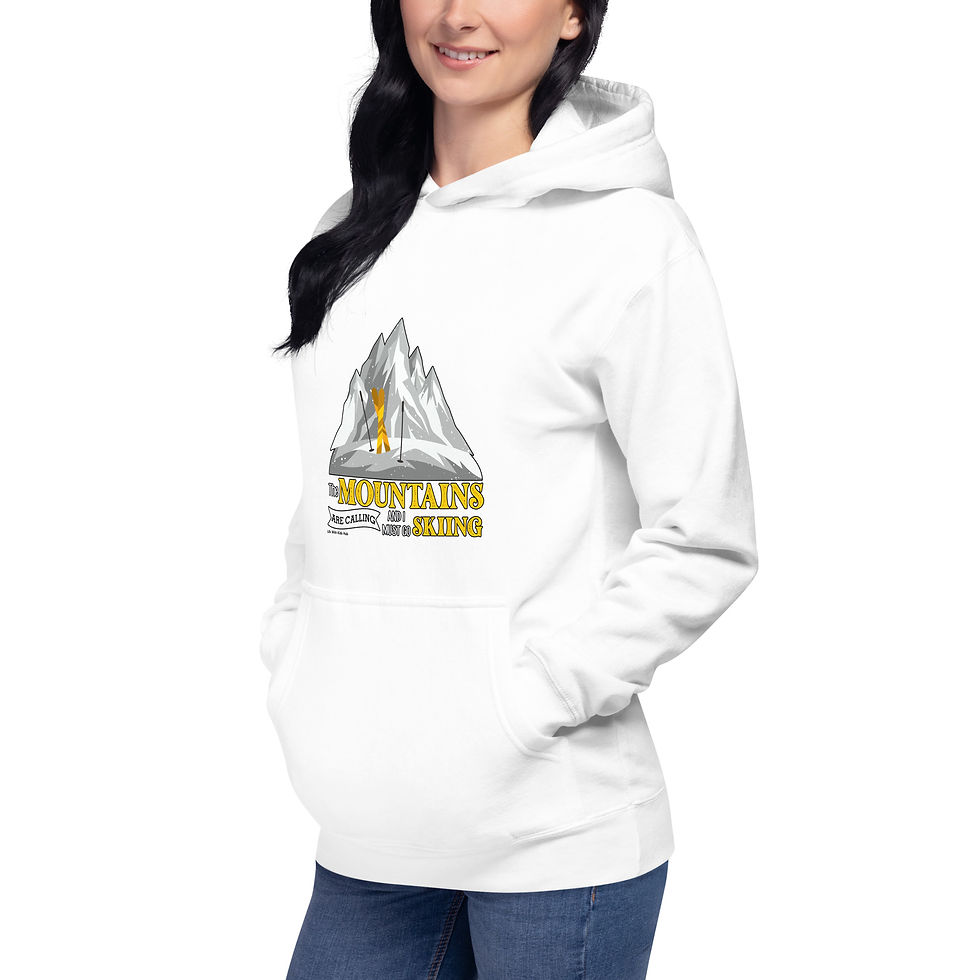 Thumbnail: The Mountains are Calling and I must go Skiing Unisex Hoodie